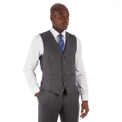 Hammond & Co. by Patrick Grant Grey flannel check 6 button tailored fit suit waistcoat